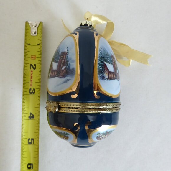 NEW 4.5” VALERIE PARR HILL QVC BOUTIQUE PORCELAIN MUSICAL EGG ORNAMENT - Picture 3 of 13
